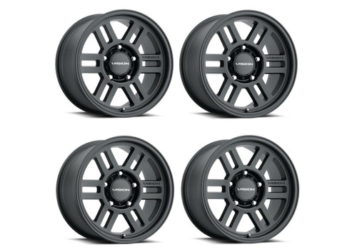 Set 4 17" Vision 355 Manx 2 Overland Satin Black 17x9 Wheels 6x5.5 (6x139.7) -12mm Rims