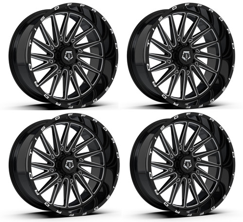 Set 4 20" TIS 547BM Gloss Black Milled Accents Wheels 20x12 8x170 -44mm Rims