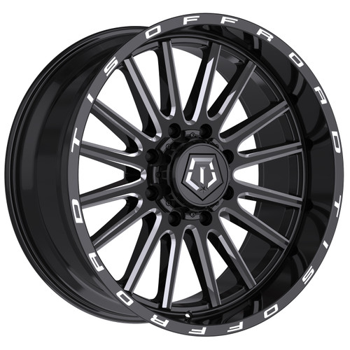 Set 4 20" TIS 567BM Gloss Black Milled Accents Wheels 20x9 8x180 0mm Truck Rims