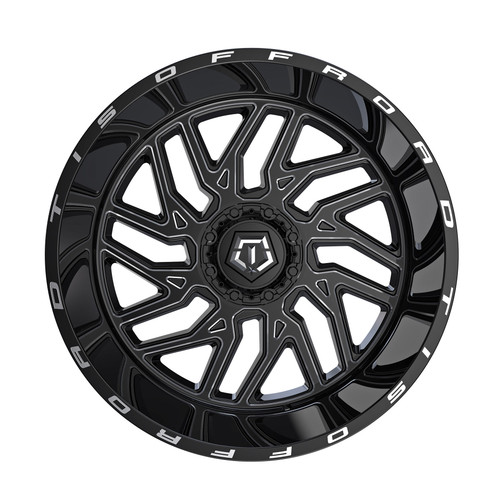 20" TIS 544BM Gloss Black Milled Accents Wheel 20x10 8x170 -25mm Offroad Rim