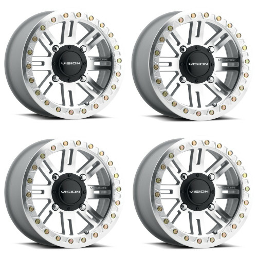 Set 4 15" Vision ATV 356 Manx 2 Beadlock Machined Wheels 15x7 4x156 13mm Rims
