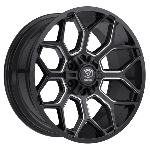 20" Edge Off Road 302BM Gloss Black Milled Accent Wheel 20x9 6x135 6x5.5 0mm Rim