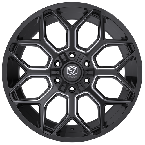 20" Edge Off Road 302BM Gloss Black Milled Accent Wheel 20x9 6x135 6x5.5 0mm Rim
