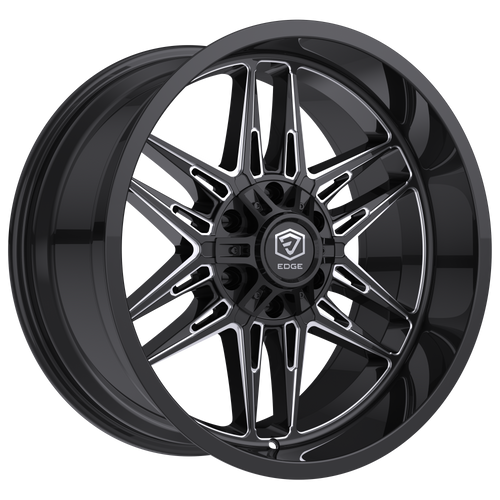 Set 4 20" Edge Off Road 303BM Gloss Black Milled 20x10 6x135 6x5.5 -19mm Wheels