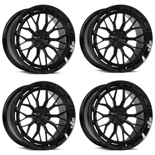 Set 4 19" Dolce Performance Magari Gloss Black 19x8.5 Wheels 5x120 28mm Rims