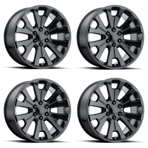 Set 4 Performance Replicas PR190 24x10 6x5.5 Gloss Black Wheels 24" 30mm Rims