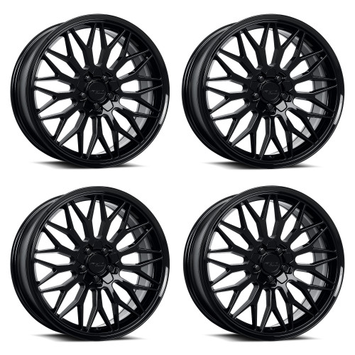Set 4 18" Katana Racing KR05 18x8 5x112 5x114.3 40mm Glossy Black Racing  Wheels