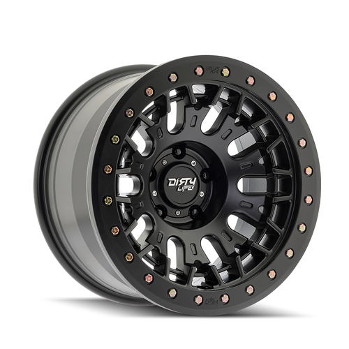 Set 4 17" Dirty Life DT-3 Satin Black 17x9 Wheels 5x5 -12mm Offroad Truck Rims