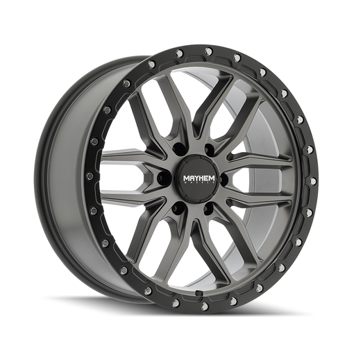 Set 4 20" Mayhem Vector Matte Gunmetal Black Lip 20x9 Wheels 8x180 18mm Rims