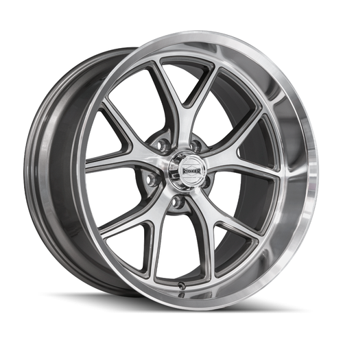 18" Ridler 661 Gloss Grey Diamond Cut Face & Lip Wheel 18x9.5 5x120.65 0mm Rim