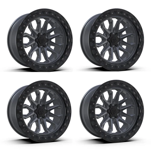 Set 4 20" TIS 556AB Anthracite Black Ring Wheels 20x10 6x5.5 -20mm Offroad Rims