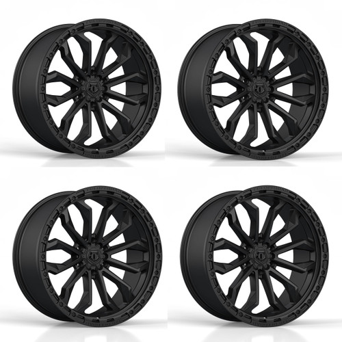 Set 4 22" TIS 556SB Satin Black Satin Black Ring Wheels 22x10 6x5.5 10mm Rims