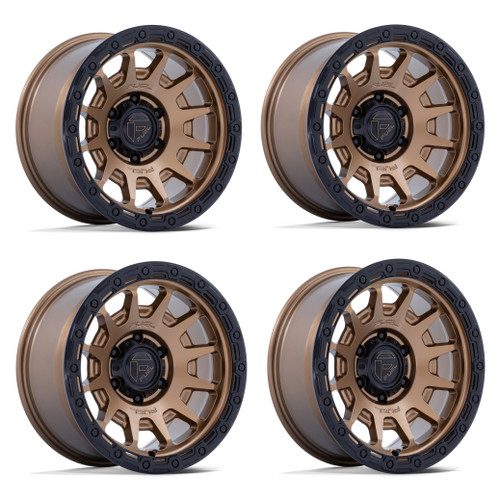 Set 4 17" Fuel FC884 Fortress Matte Bronze Gloss Black Lip 17x8.5 5x5 25mm Rims Offroad For Jeep Truck Wheels