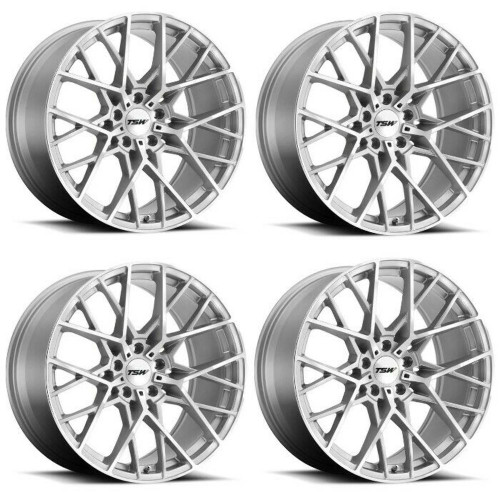 Set 4 TSW Sebring 20x10 5x112 Silver W/  Mirror Cut Face Wheels 20" 25mm Rims