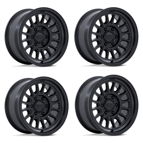 Set 4 17" KMC KM733 Impact FFT Matte Black 17x8.5 Wheels 6x4.5 25mm Offroad Rims