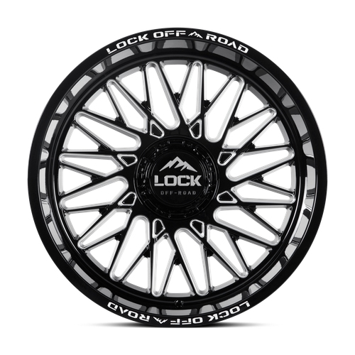 20" Lock X-Treme Bandit Gloss Black Milled 20x10 Wheel 8x180 -18mm Truck Rim