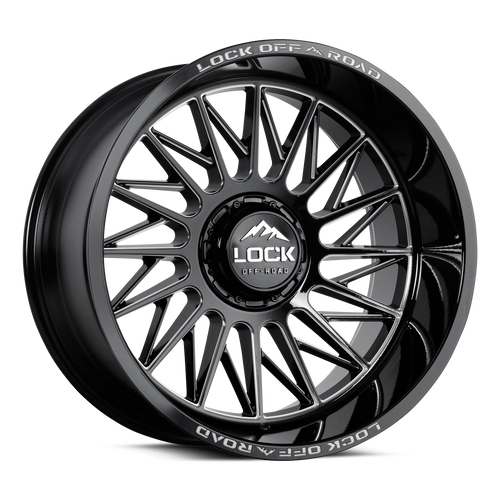 Set 4 20" Lock X-Treme Assault Gloss Black Milled 20x10 8x180 -18mm Truck Wheels