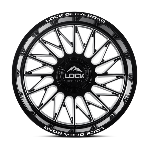 20" Lock X-Treme Assault Gloss Black Milled 20x10 Wheel 5x5 5x5.5 -18mm Truck Rim