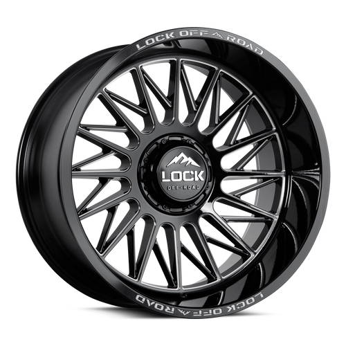 Set 4 22" Lock X-Treme Assault Gloss Black Milled 22x12 6x135 6x5.5 -44mm Wheels Lifted Offroad Truck SUV Rims