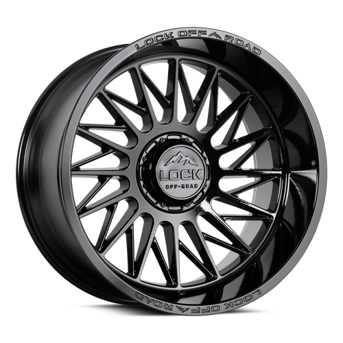 22" Lock X-Treme Assault Gloss Black 22x10 Wheel 8x180 -18mm Offroad Truck Rim