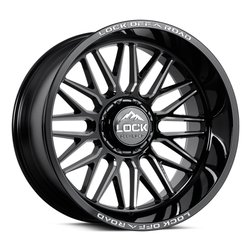 20" Lock X-Treme Apex Gloss Black Milled 20x10 Wheel 8x180 -18mm Truck Rim