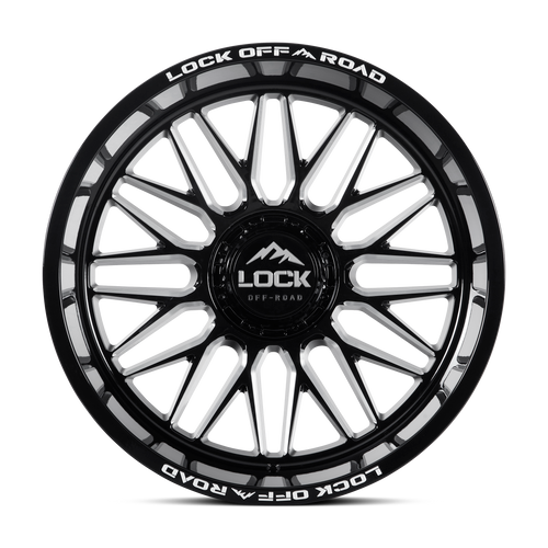 20" Lock X-Treme Apex Gloss Black Milled 20x10 8x6.5 (8x165.1) -18mm Truck Wheel For Chevy GMC Ram Ford Rim