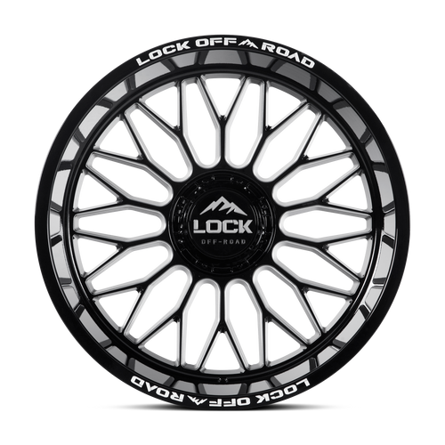 22" Lock X-Treme Rampage Gloss Black Milled 22x12 6x135 6x5.5 -44mm Truck Wheel