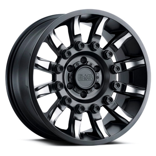 Set 4 Black Rhino Mission 20x9 5x5 Matte Black Machined Tinted Spokes Wheels 20"
