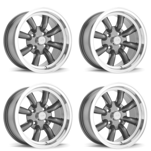 Set 4 15" Konig 35A Rewind Graphite Machined Lip 15x7 Wheels 4x110 20mm Rims