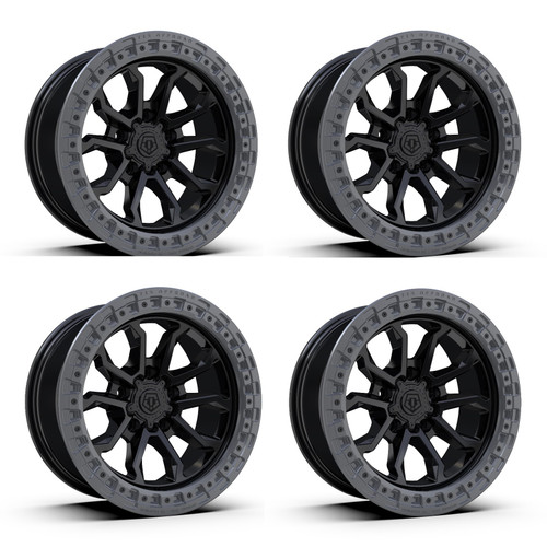 Set 4 17" TIS 556BA Black Anthracite Ring 17x9 5x5 (5x127) -12mm Offroad Wheels For Jeep Truck