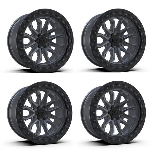 Set 4 20" TIS 556AB Anthracite Black Ring Wheels 20x9 6x5.5 (6x139.7) 0mm Rims