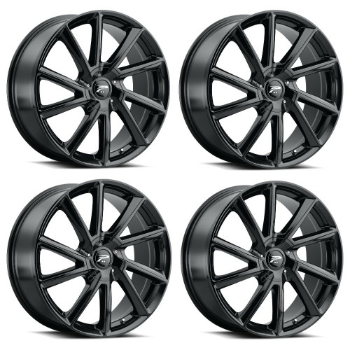 Set 4 17" Platinum 466BK Mystic Gloss Black 17x8 Wheels 5x108 5x4.5 40mm Rim