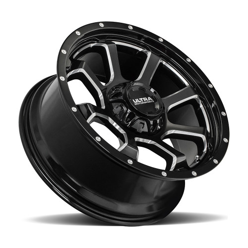 17" Ultra 219BM Nemesis Gloss Black Milled 17x9 Wheel 5x5 5x5.5 12mm Truck Rim