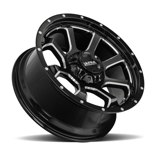 20" Ultra 219BM Nemesis Gloss Black Milled 20x9 Wheel 5x5 5x5.5 18mm Truck Rim