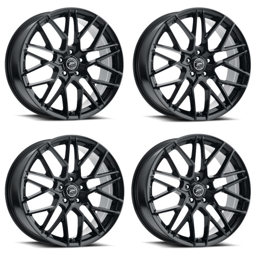 Set 4 17" Platinum 459BK Retribution Gloss Black 17x8 Wheels 5x100 35mm Car SUV