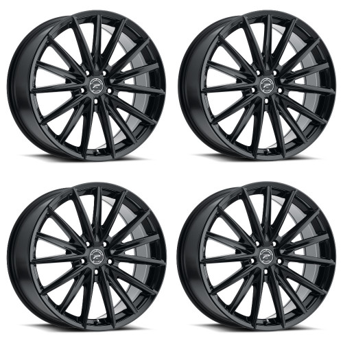 Set 4 17" Platinum 461BK Exodus Gloss Black 17x8 Wheels 5x120 35mm Car SUV Rims