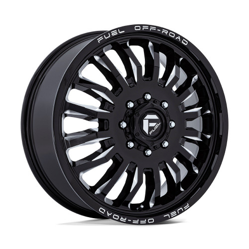 22" Fuel D868 Arc Dually Gloss Black Milled 22x8.25 Wheel 8x6.5 104mm Front Rim