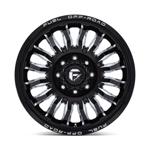 22" Fuel D868 Arc Dually Gloss Black Milled 22x8.25 Wheel 8x6.5 104mm Front Rim