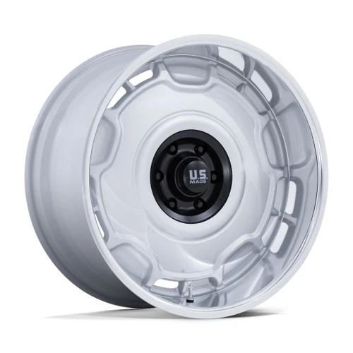 22" US Mag UC146 Arlington 22x9 6x5.5 15mm Silver M-Blk Center Dc-Lip Wheel Rim