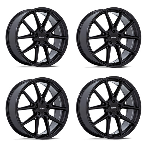 Set 4 19" Petrol PE002 P1E 19x8 5x4.25 40mm Gloss Black Wheels Sedan Coupe Rims