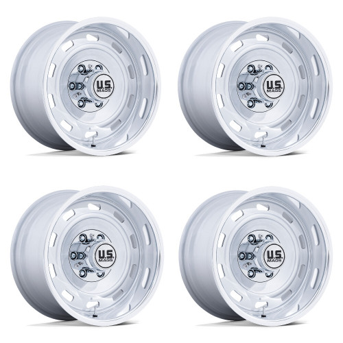 Set 4 22" US Mag UC143 Scottsdale  22x10.5 6x5.5 12mm Silver Diamond Cut Lip Rims Classic Wheels