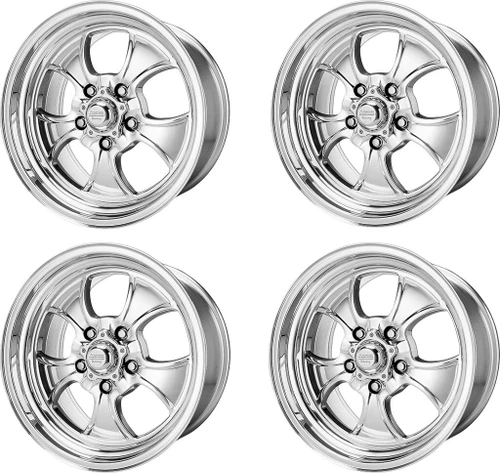 Set 4 17" American Racing Vintage VN450 Hopster 17x11 5x5 -51mm Polished Wheels Classic Truck Car Rims