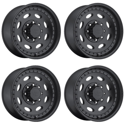 Set 4 19.5" Vision HD 81 Heavy Hauler Matte Black Wheels 19.5x7.5 8x170 Rims 0mm