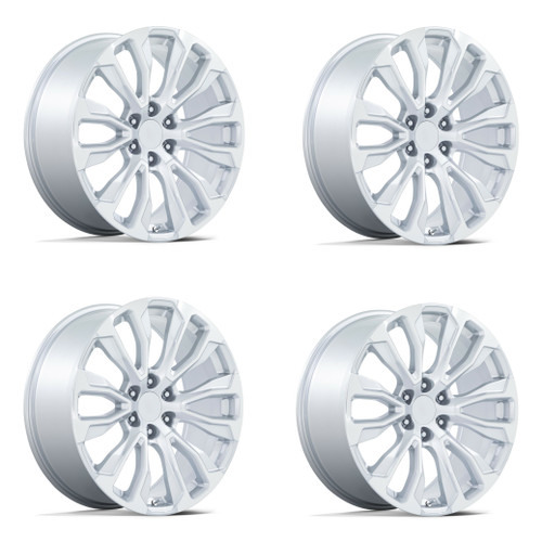 Set 4 Performance Replicas PR211 22x9 6x5.5 Silver Machined Face Wheels 22" 28mm