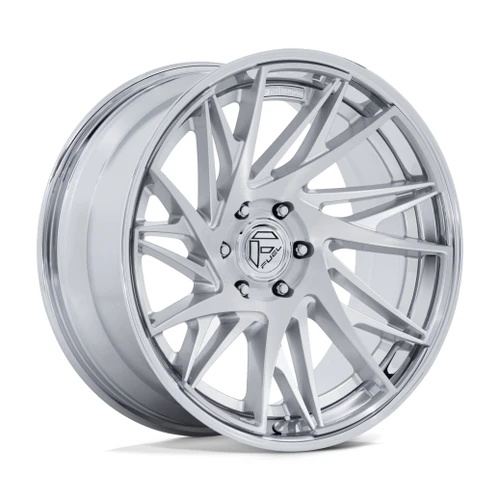 22" Fuel FC405 Dynamo Gloss Silver Brushed W/ Chrome Lip 22x9.5 6x5.5 20mm Wheel Offroad Truck SUV Rim