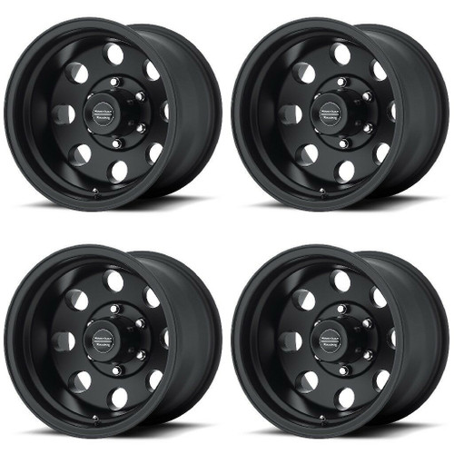 Set 4 American Racing AR172 Baja 15x10 6x5.5 Satin Black Wheels 15" -43mm Rims