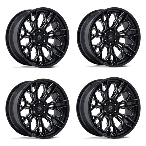 Set 4 22" Fuel FC409 Hive Gloss Black Milled 22x9.5 Wheels 6x5.5 20mm Truck Rims