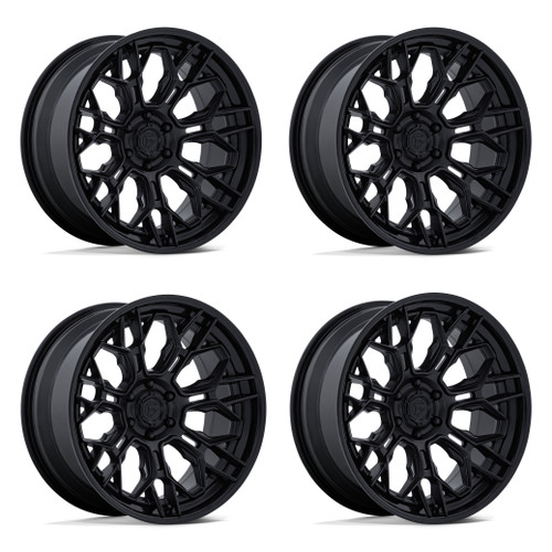 Set 4 20" Fuel FC409 Hive Matte Black Gloss Black Lip 20x9 Wheels 6x5.5 1mm Rims Offroad Truck SUV Wheels