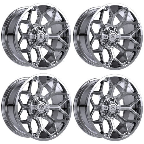 Set 4 20" Edge Off Road 302C Chrome Plated Wheels 20x10 5x5 5x5.5 -19mm Rims