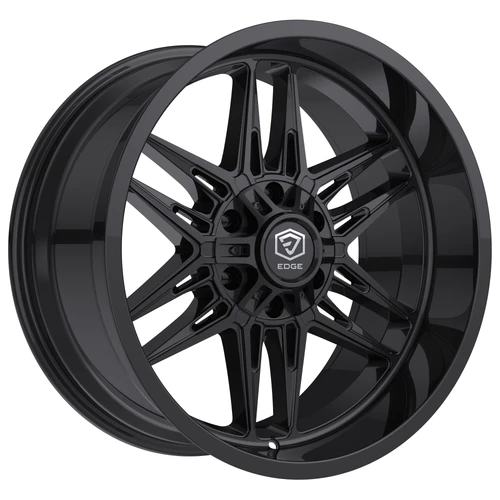 Set 4 20" Edge Off Road 303B Gloss Black Wheels 20x9 5x5 5x5.5 0mm Truck Rims